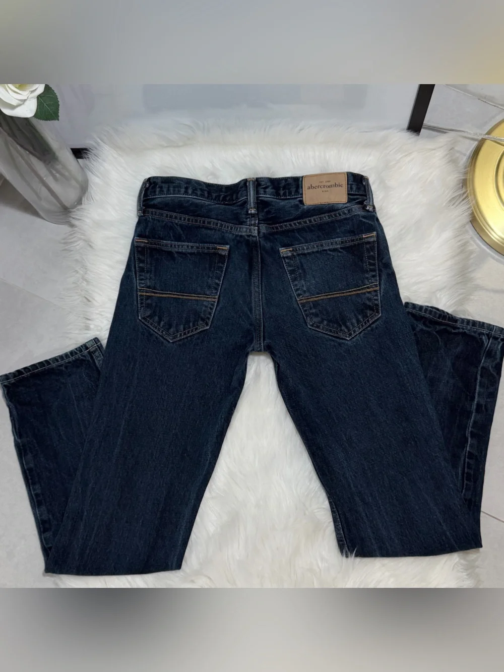 Abercrombie Kids Slim Straight Jeans Boys Size 16 Reg Dark Wash EUC